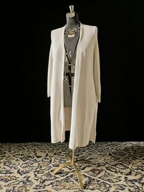 Light Grey Long Open Front Knit Cardigan Size L